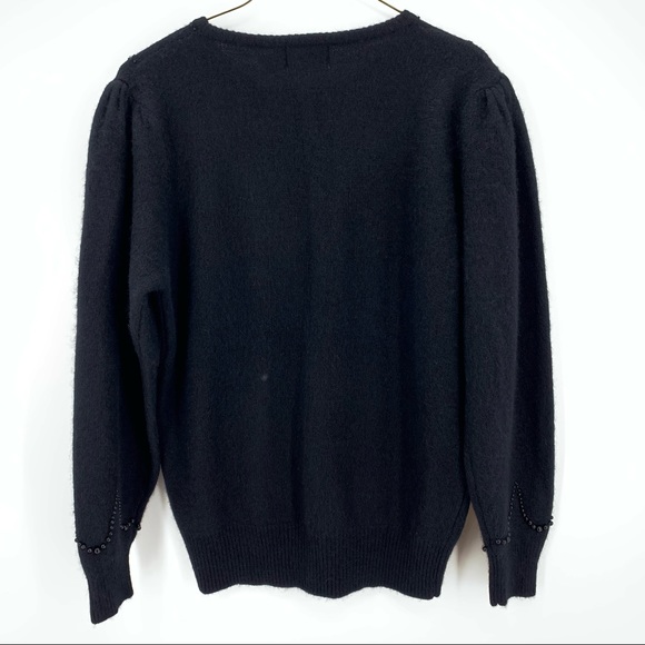 Carducci Vintage Lambswool Angora sweater size small black beaded - Picture 2 of 7